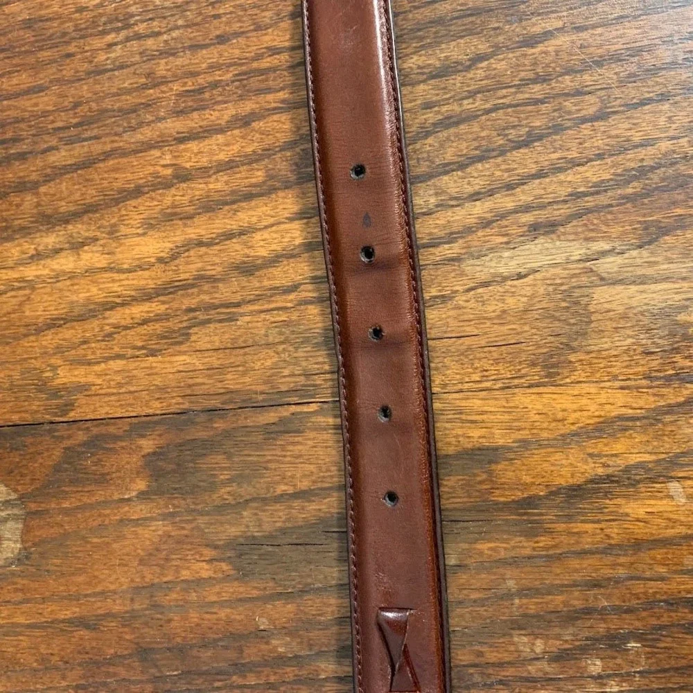 Fossil Mens Brown Leather Braided Woven Belt Brass Buckle Size 36